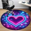 1pc Neon Heart Office Round Rug, Carpet for Office, Gaming, Lightweight Round Floor Mat yy260208004