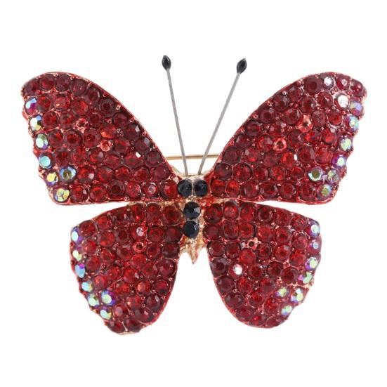 Colorful Butterfly Brooch Pin Shiny Rhinestone Inlay Elegant Brooch Women Fashion Alloy Badge Handbag Sweater Suit Shawl Decoration Clothing