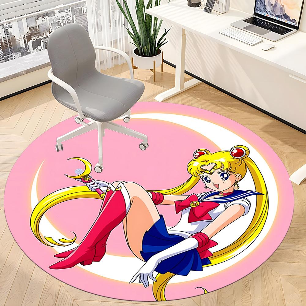 1pc Sailor Moon Eternal Office Round Area Rug, Under Office Chairs Bedroom Living Room Home Decor a0926156
