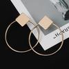 Vintage Big Hollow Round Earrings Minimalist Circle Dangle Earrings for Women Geometric Square Punk Zircon Trendy Accessories