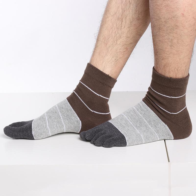 

Мужские полосатые носки из чистого хлопка с раздвоенным носком – теплые, дезодорирующие, впитывающие пот для осени/зимы One Size кофейный