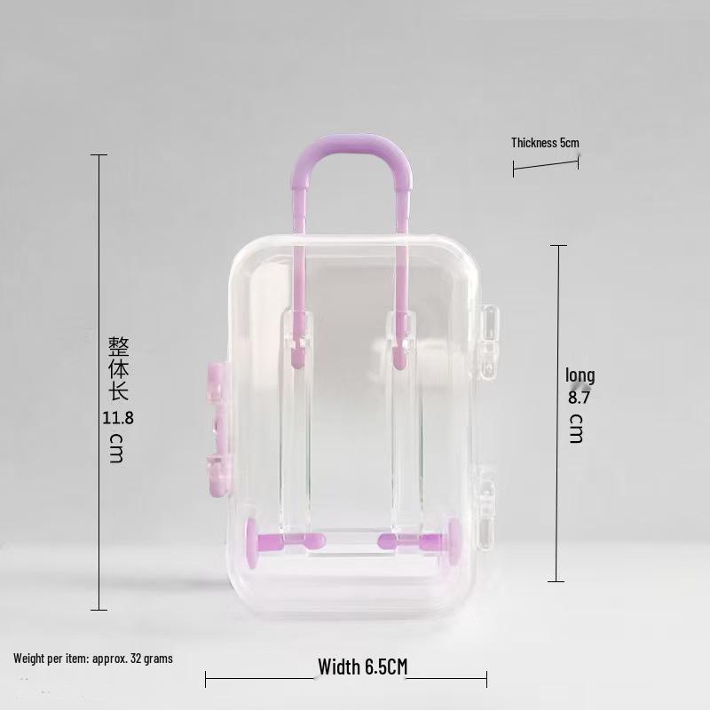 Cute Cartoon Number Jewelry Trolley Case: Transparent, Retractable Mini Storage Box