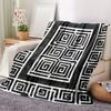 Nordic Black and White Striped Throw Blanket - Minimalist Geometric Motif Soft Lightweight Accent for Sofa Bed Travel Office