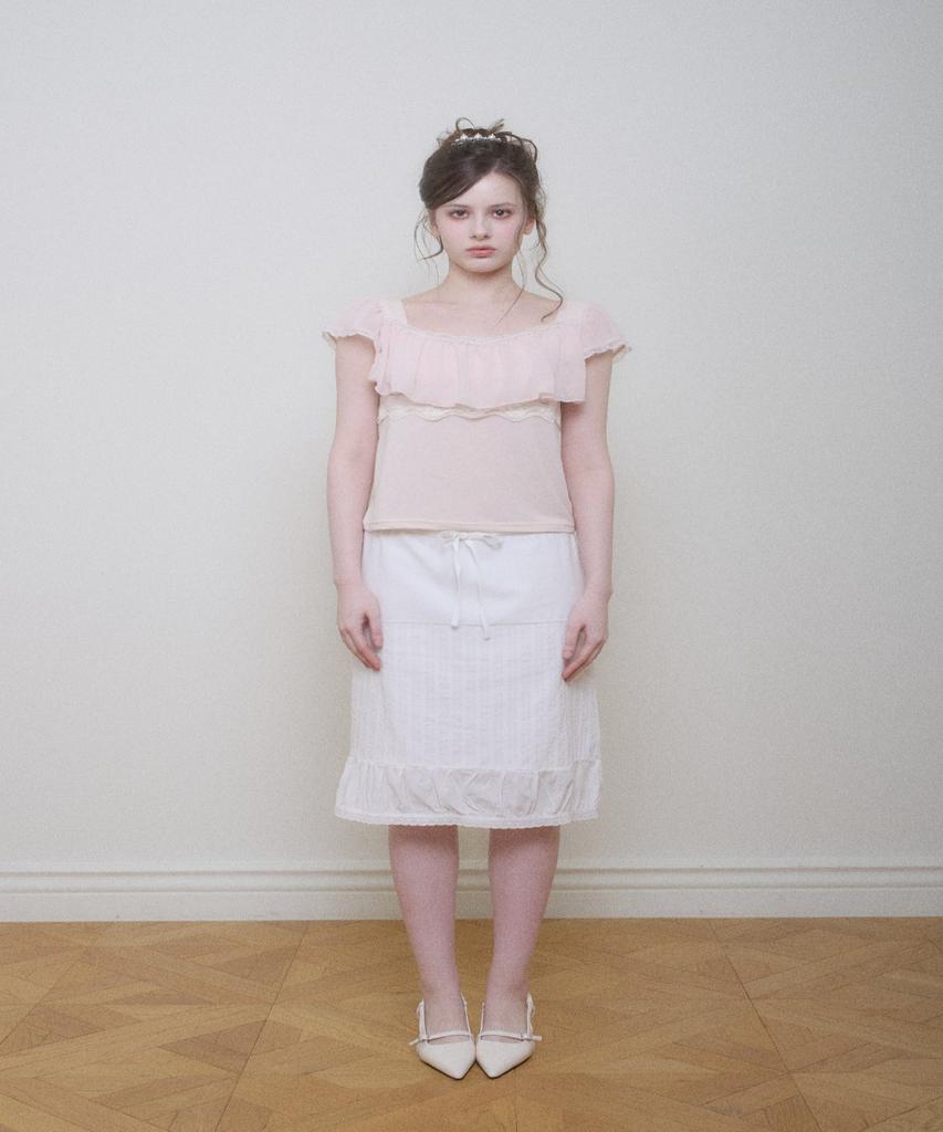 Beliar Cotton Veil Skirt-White