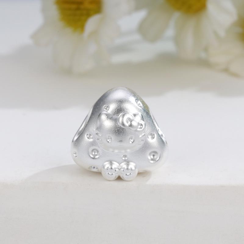 Sterling Silver 999 Hello Kitty Cheese Beaded Bracelet Ornaments