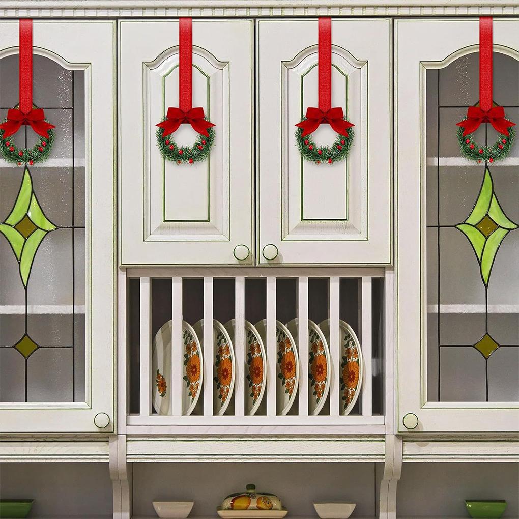 12 Pieces Christmas Wreaths, Wave-Style Cabinet With Christmas Small Kitchen For Doors, Windows, Walls, Trees.
