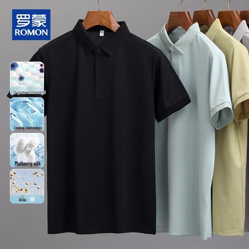

ROMON Men s Summer Loose-Fit Polo Shirt XL