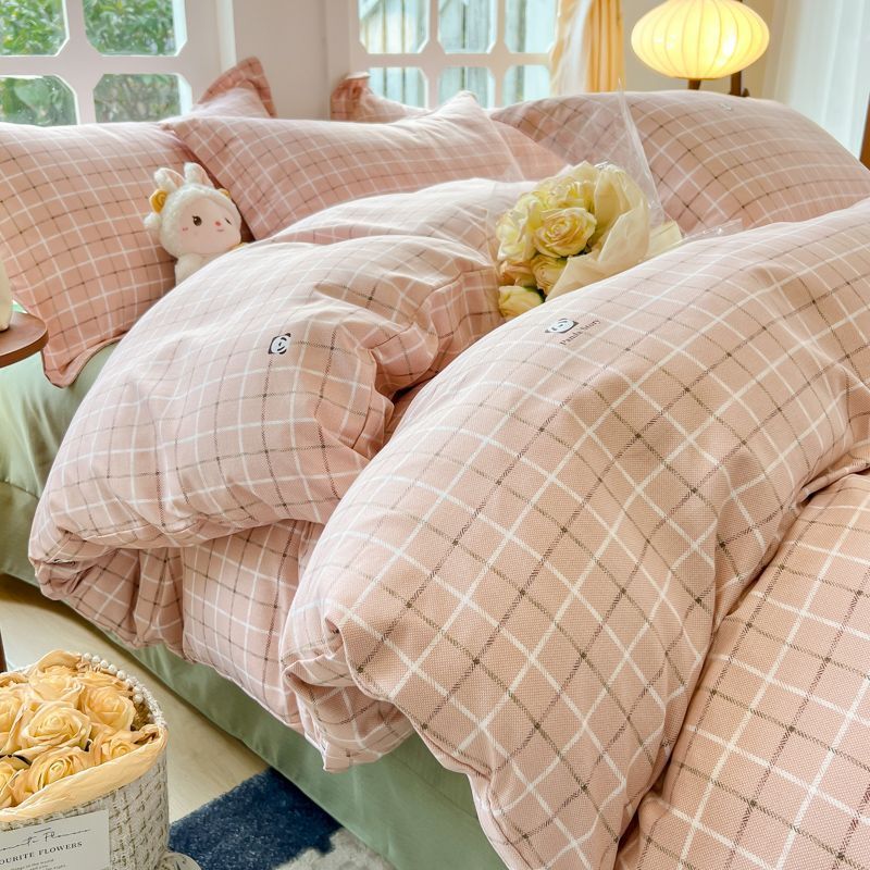 Pastoral Style Ins Style Duvet Set Bedding Set Small Floral. Warm And Thickened  Double-layer Washing Cotton Bed Sheet And Duvet