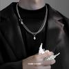 Square Cross Necklace For Men Women Double Layered Titanium Steel Simple Collar Chain Luxury Design  Unisex Accessories