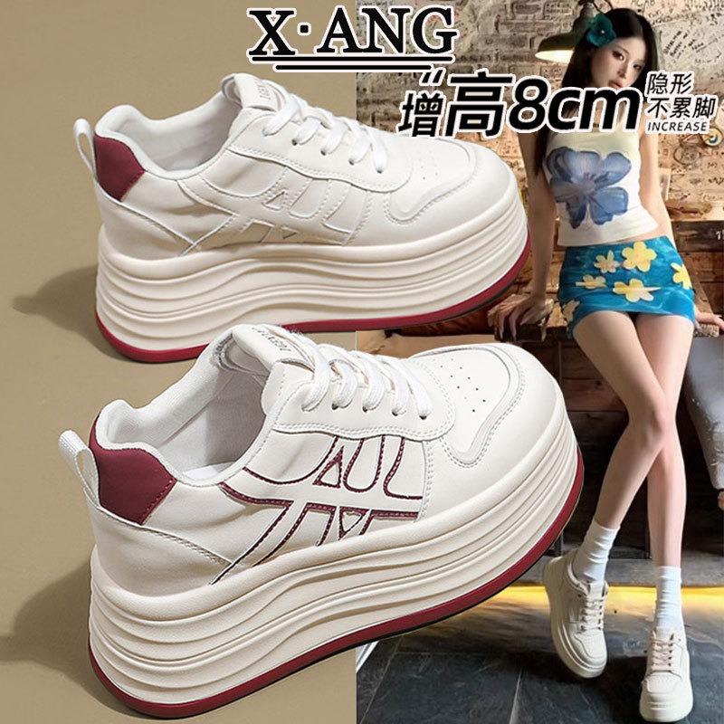 

cm inner height increase thick sole small women s shoes cowhide board shoes new autumn little white shoes casual sports shoes 39