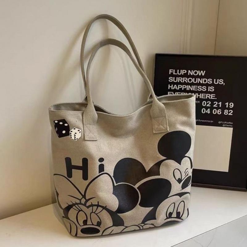 2025 Large Japanese Cartoon Canvas Tote Bag: Women's Thickened Commute Single Shoulder Bag