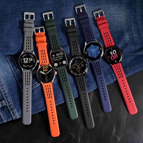 [WOCCI] 20mm Uhrenarmband, Fluorkautschuk-Uhrenband, Schnellverschluss FKM, Premium-Uhrenarmband, Herren, Grün/Silberne Schließe