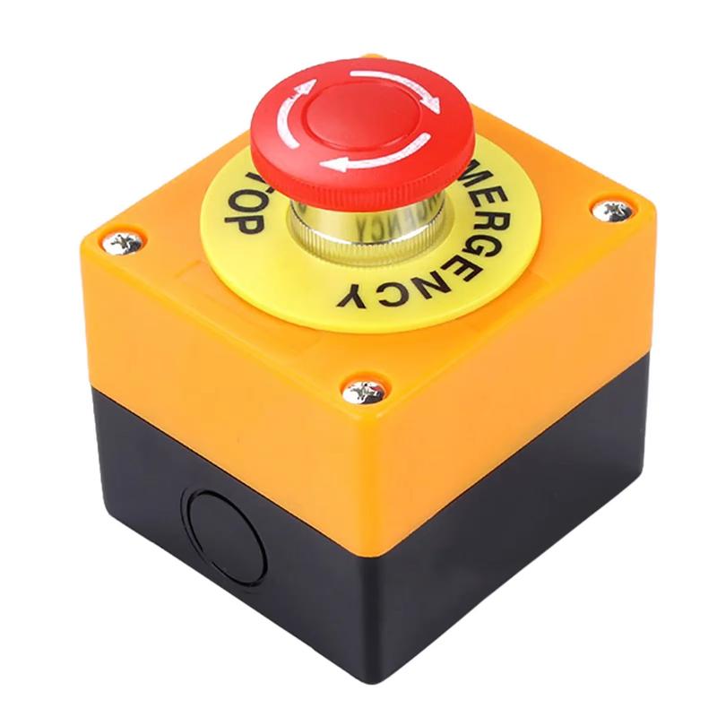 660V 10A Emergency Stop Button Switch Box Waterproof Safety Stop Push Button With Rain Cover For Industrial Machine