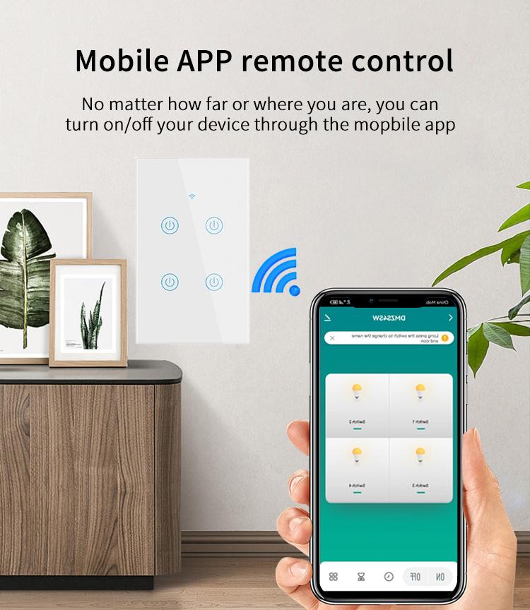BZ AU US Standard Smart Life Ewelink Compatible Wall Switches WiFi Remote Control 240V Neutral Wired Glass Panel Switch CE