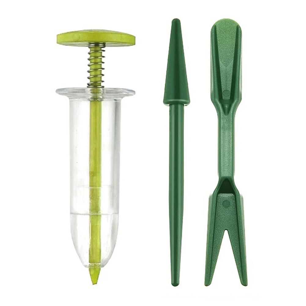1-6Pcs Mini Sowing Seed Dispenser 5 Different Settings Plant Seed Sower With 2 Transplanting Tools Home Garden Seeding Dispenser