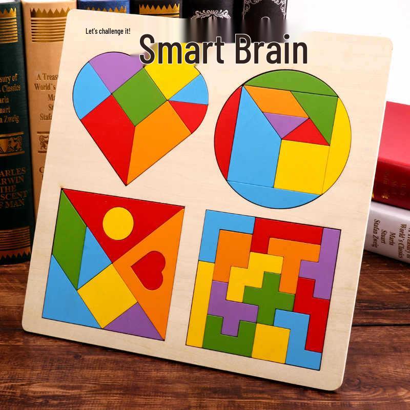 Smart Wooden Tetris Tangram Puzzle - Educational Blocks for Kids  Intellectual Development
