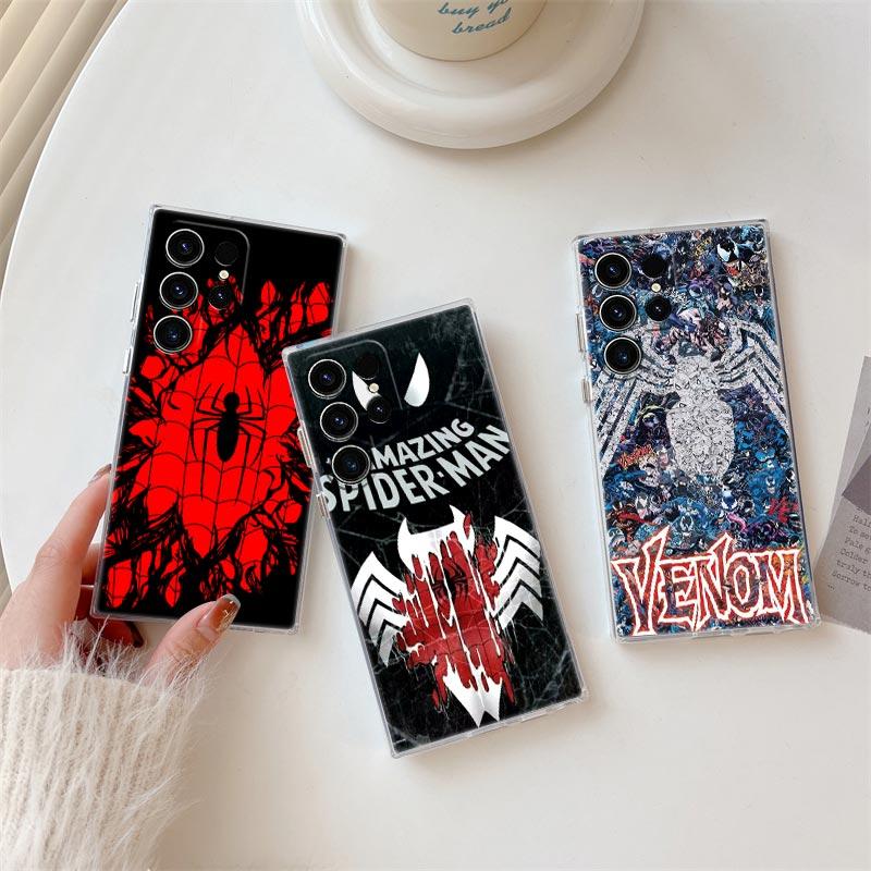 Funda Transparente Marvel Spiderman Venom S26 Para Samsung Galaxy S26 S25 Ultra S24 S22 S26 Plus S20 S23 S21 S25 FE 5G Cubierta Transparente