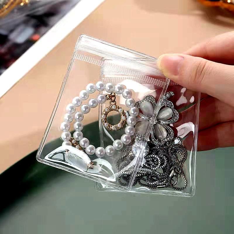 120pcs Jewelry Storage Bag Transparent Thickened Self Seal Zipper Bag 3 Sizes Rings Earrings Storage
