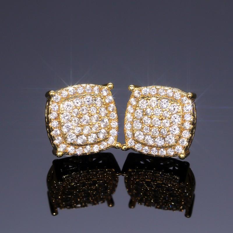 Huitan Full Bling Bling CZ Round Shaped Stud Earrings for Women Simple Versatile Ear Piercing Accessories Exquisite Girl Zircon