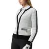 Fila Golf Series Striped Fashion Versatile Cardigan Sweater Women Sweater Jade-White A11W515410F-WT