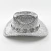 Lady Western Cowboy Hat With Rhinestone Ribbons Silver Jazz Hat For Men To Party In Retro Felt Hats