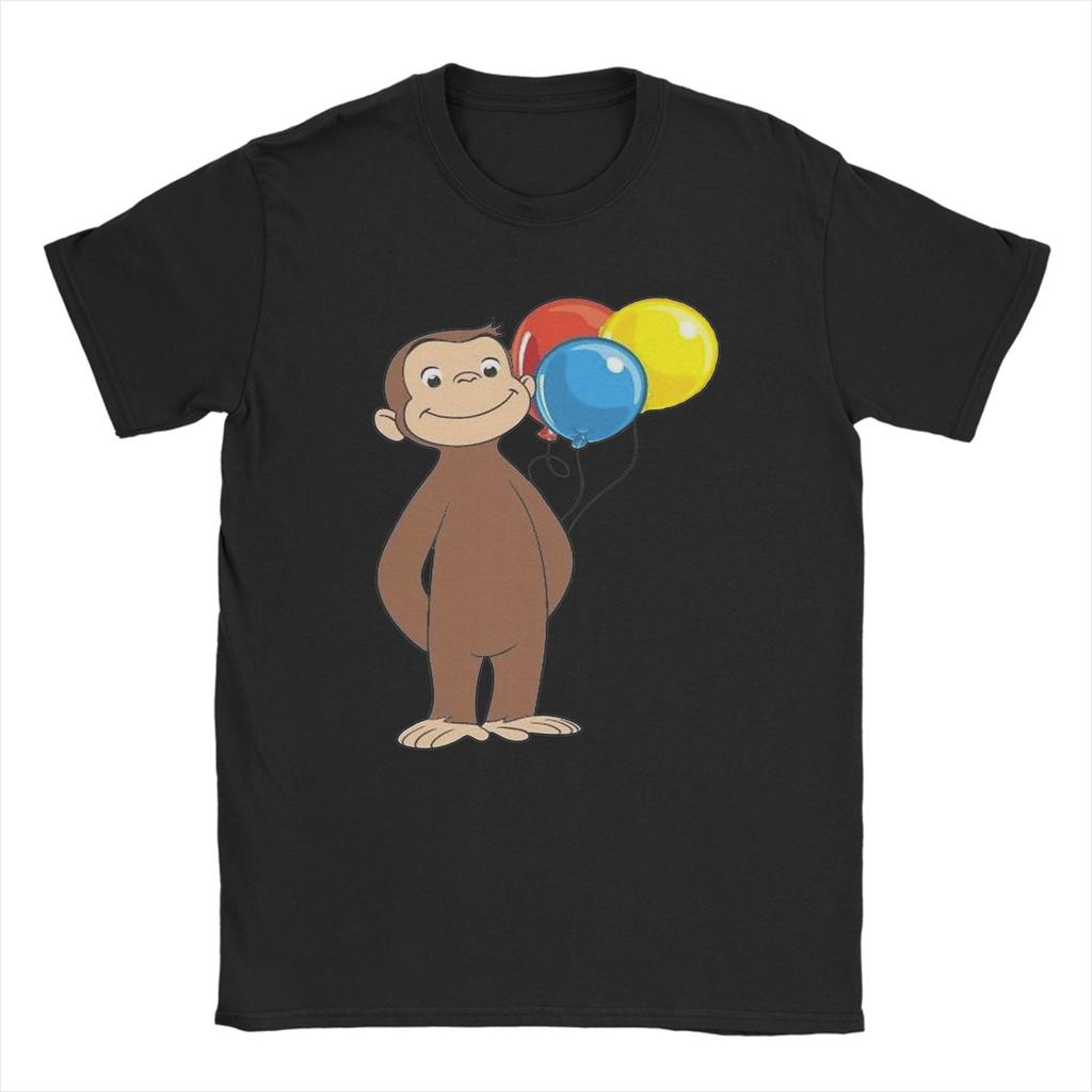 Cartoon  Banana Cute Brown Monkey T Shirt Cotton Fun T-Shirts Crewneck Curious George Tees Short Sleeve Clothes Plus Size