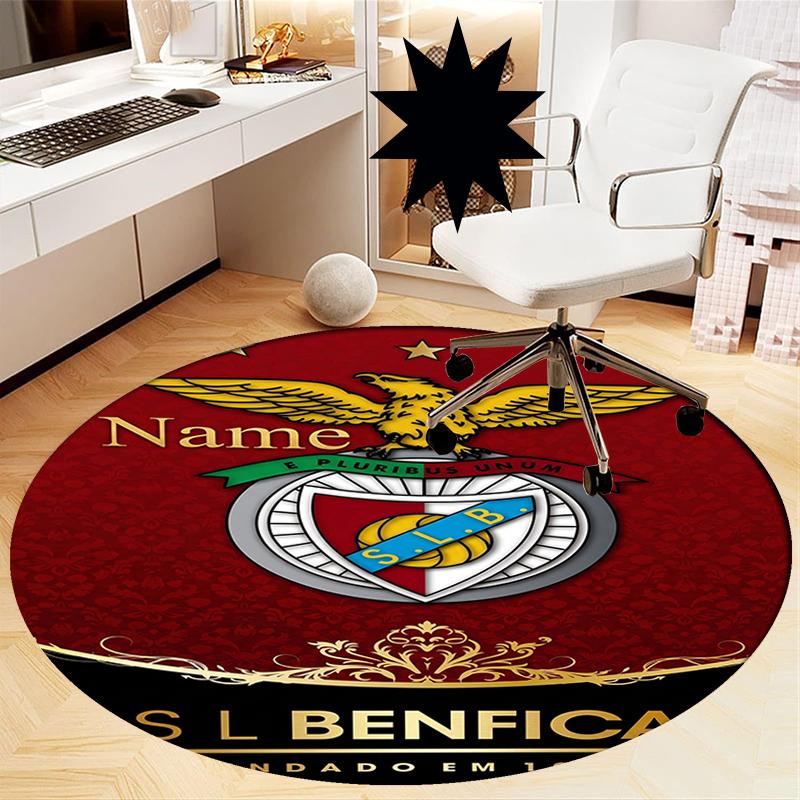 Custom Name Benfica Printed Round Rug Carpet Chair Rug Area Rug Entryway Doormats,for Office Chair Living Room Bedroom Kitchen Room.