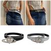 Eleganter PU-Ledergürtel für Damen mit Strassnieten, Herzschnalle, schimmernder schmaler Gürtel, lässige Taillenaccessoires