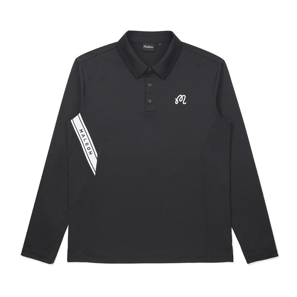 MALBON GOLF Tech Long Sleeve Polo Shirt Black (Man)