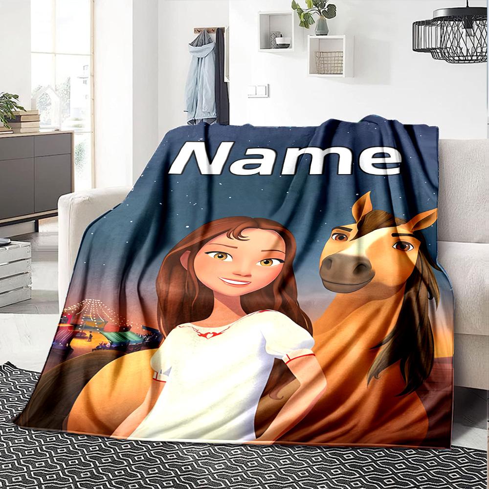 Customiz Name Personality Spirit Riding Free Blanket Soft &Warm Sofa Office Bed Travel Lunch Break Blanket, Gift Suitable All Seasons