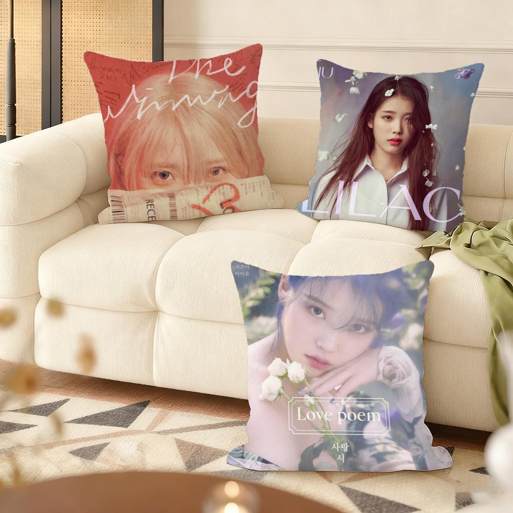 Korea Singer IU Album Cushion Cover Silky Short Plush Home Sofa Cushion Cover - Invisible Zipper Home Decoration