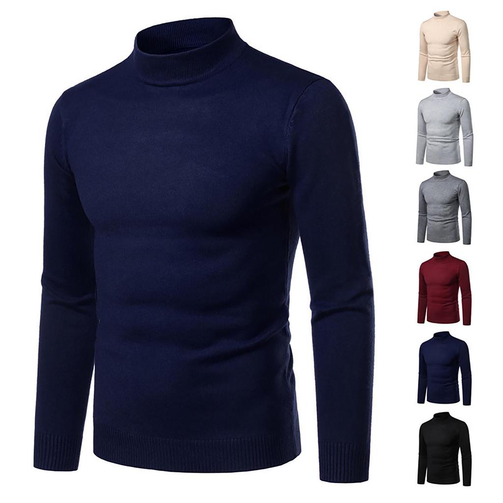 Camicetta maglione pullover slim a maniche lunghe autunno inverno dolcevita da uomo