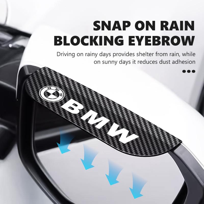 SHEJ3 2pcs Car Rearview Mirror Rain Eyebrow Sun Shade Cover Protector For BMW M 1 3 4 5 6 7 Series M3 M6 F01 F02E34 E36 E70 F10 X6 X1