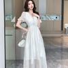 Heavy Industry Embroidery New Chinese Style Dress Women's Summer Design Sense French Gentle Wind Temperament Waist V-Neck Long Dress