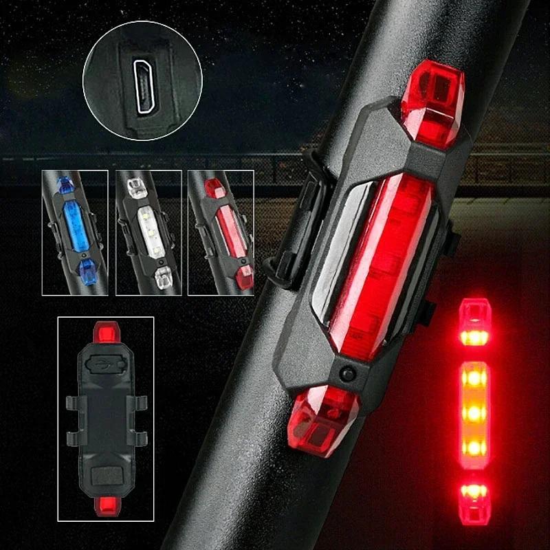 USB Rechargeable Waterproof Taillights LED Bike Rear Light Bult-in Battery  Mode Bright Bicycle Light For Cycling Safety