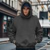 Men Hoodie Solid Color Sweatshirt with Hood Large Front Pocket Thickened Warm Pullover for Autumn Winter Street Sports Wear