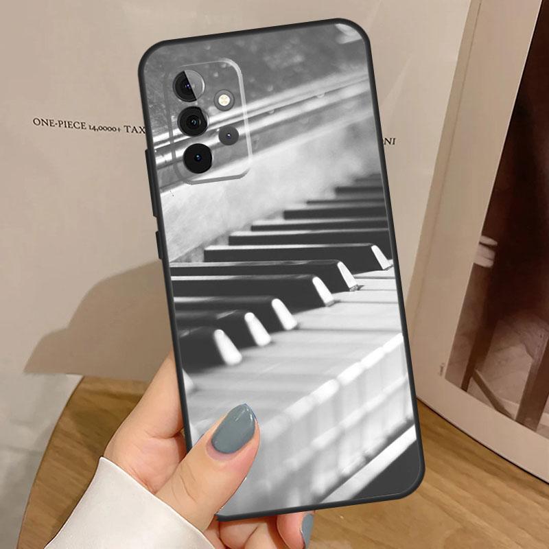 Piano Keys Vintage Music Notes Case For Samsung Galaxy A34 A54 A17 A35 A55 A06 A16 A26 A36 A56 A53 A32 A52 A33 A13 A14 A15