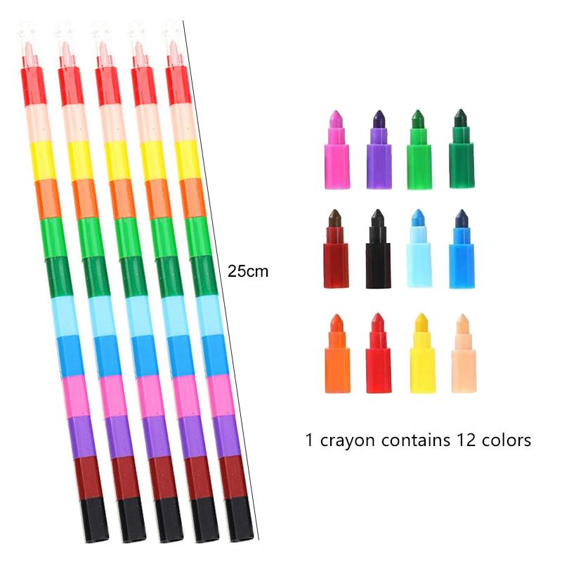1/3/6/12pcs Building Blocks Crayon Painting Pens 12Colors School Office Birthday Party Gift Kindergarten Carnival Gifts TMZ