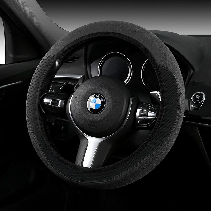 

New Model of Handlebar Cover, Universal Car Steering Wheel Cover, Winter Suede Warm and Non-Slip, Suitable for All Seasons [Round/D General Purpose Model] Carbon Black