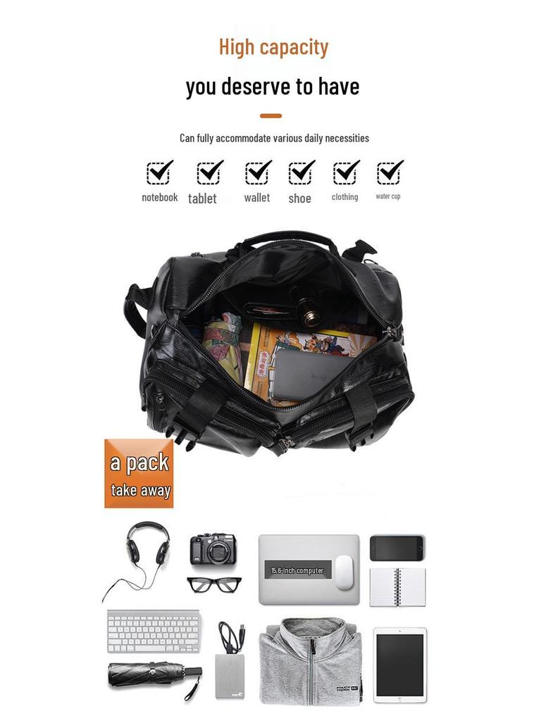 Herren Retro PU Leder Cross-Border Laptop- & Reiserucksack mit großem Fassungsvermögen