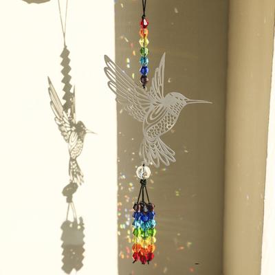 Hummingbird Sun Catcher, Refracted Colored Light Decorative Wall Hanging, with Glass And Metal Pendant for Window Bedroom Balcony Decor