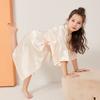 Children's Silk Nightgown Bathrobe Medium and Large Children's Long Plain Glossy Summer Thin Cardigan Robe