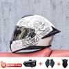 Full Face Motorcycle Helmet With External Bluetooth Module Men Women Large Rear Wing Sport Style DOT Approved