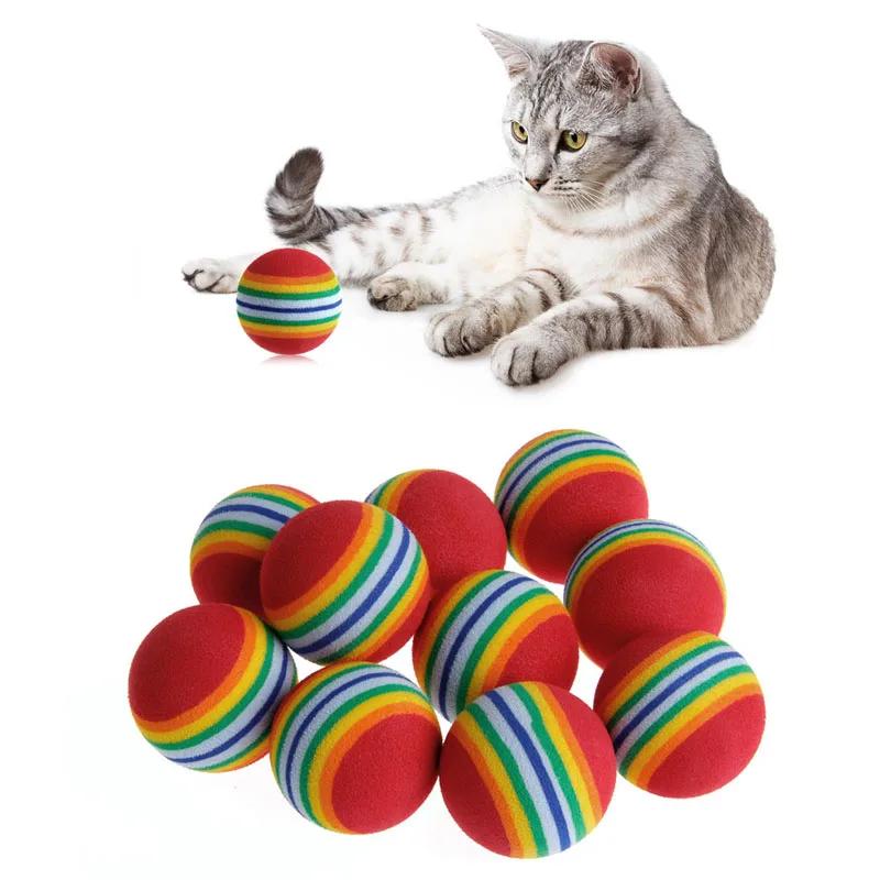 10Pcs Colorful Cat Toy Ball Interactive Cat Toys Play Chewing Rattle Scratch Natural Foam Ball Training Pet Supplies 2026