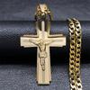 Collana con Croce di Gesù Acciaio Inossidabile Catena per Uomini Colore Argento Crocifisso Collane Religiose Gioielli Collare Cruz N2343S05