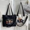 Bolso Tote de Lona Oxford para Mujer con Estampado de Letras Suave para Hombro Uso Diario