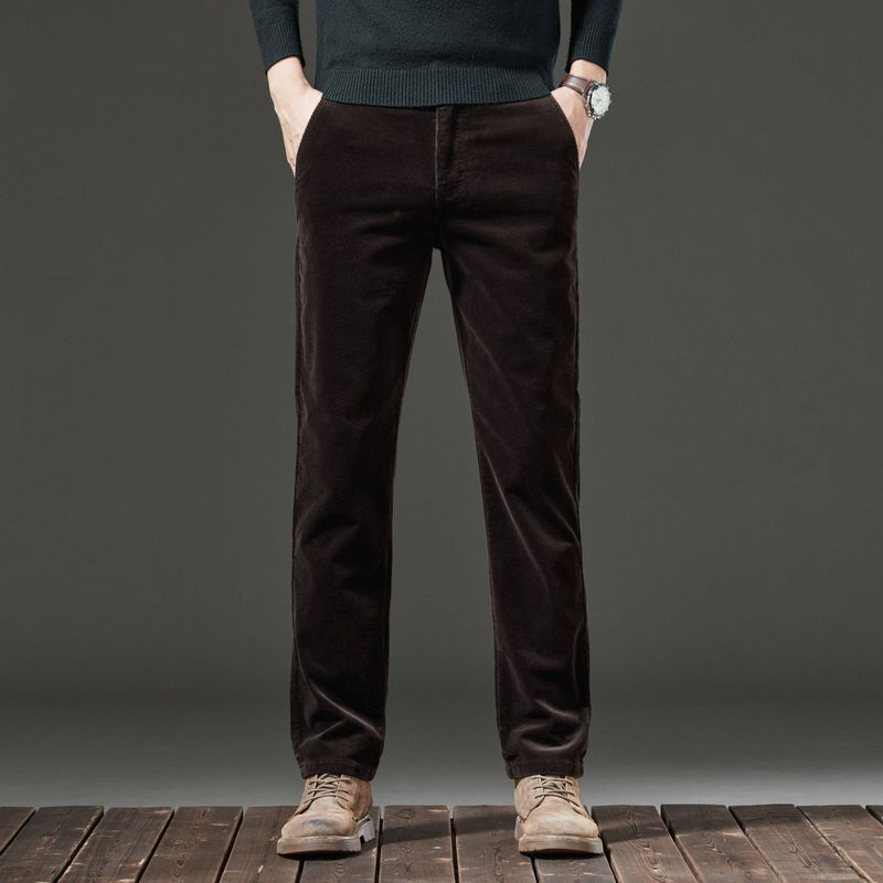 High-End Business Casual Stretch Corduroy Dad Pants for Men, New Autumn and Winter Thickened Long Pants for Middle-Aged Men