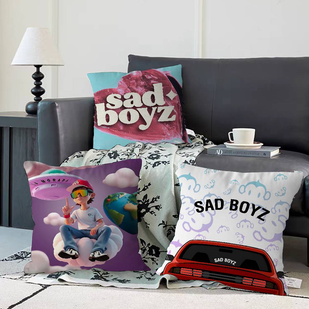 Sad Boyz Pillow Covers Cartoon Sofa Decorative Home Double-sided Printing Short Plush Cute Cushion Cover
