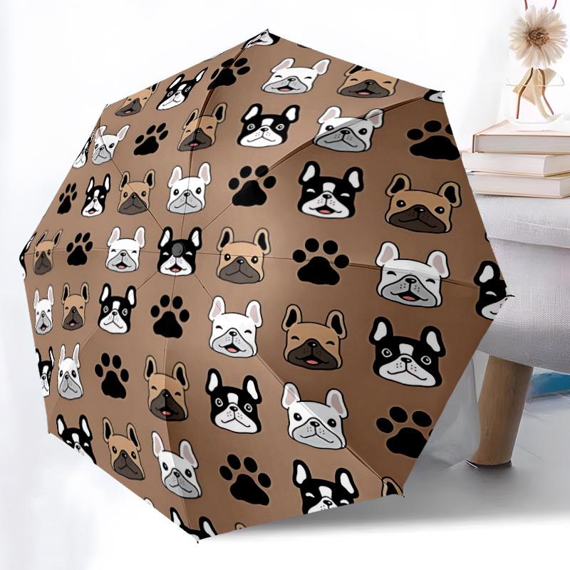 

1pc French Bulldog Pattern Automatic Folding Umbrella Durable Iron Frame,All Seasons Home Travel Outdoor Multifunctional Umbrella yy251115105