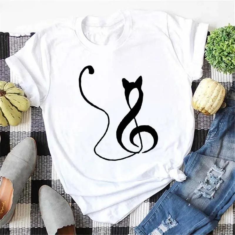 Plussize Harajuku Style Womens Tshirt Musical Note Print Top New Black Tshirt Womens Fashionable Graphic Tshirt Womens Top
